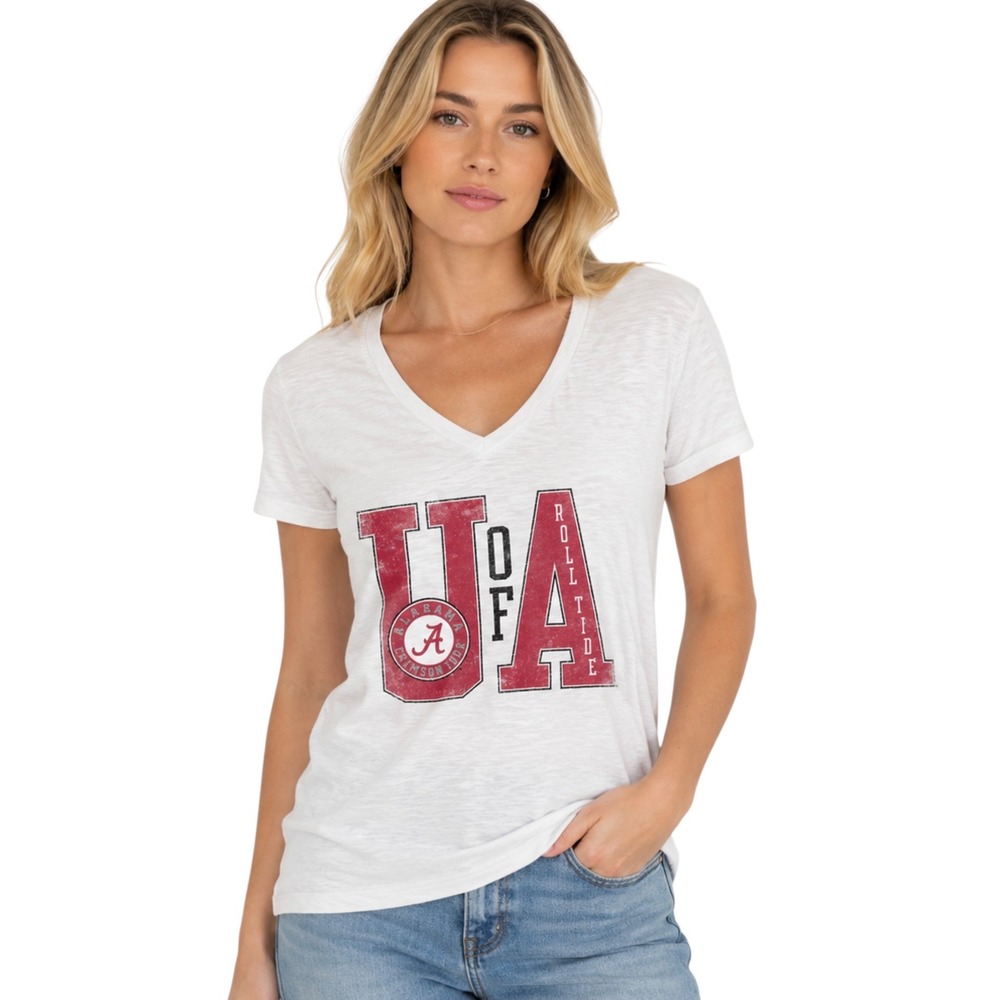 White 'UA Roll Tide' V-Neck Tee Alabama